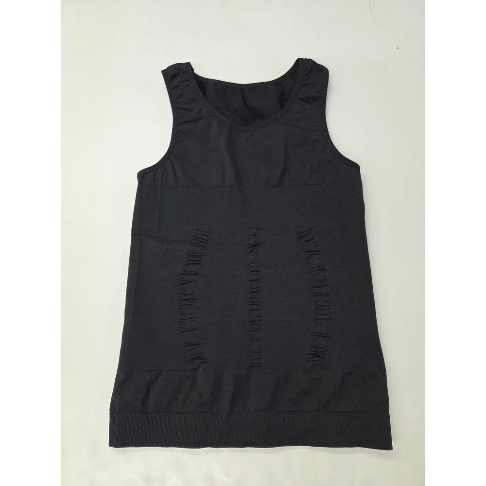 MEETYOO Mens Compression Tank Top Black Body Shaper Slimming Undershirt Size L